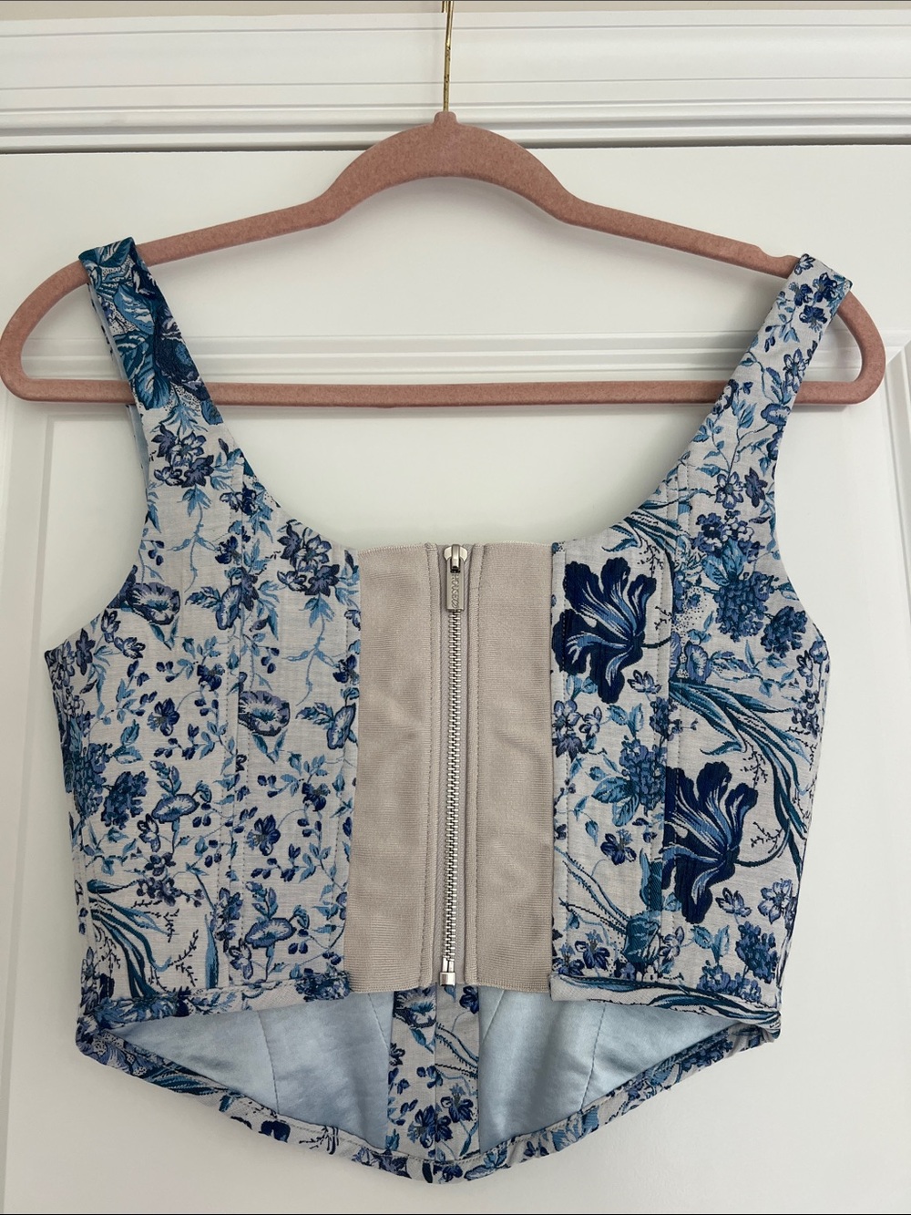 House of CB Blue Floral Embroidered Corset Top Small Plus Cup - Picture 3 of 12